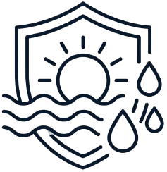 Shield sun waves icon.