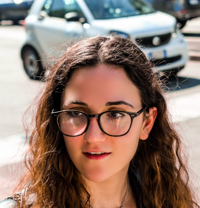 Woman wearing glasses portrait.